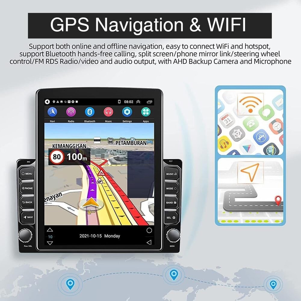 9.7" Android 14 Car Stereo Wireless Carplay Android Auto GPS BT Backup Camera