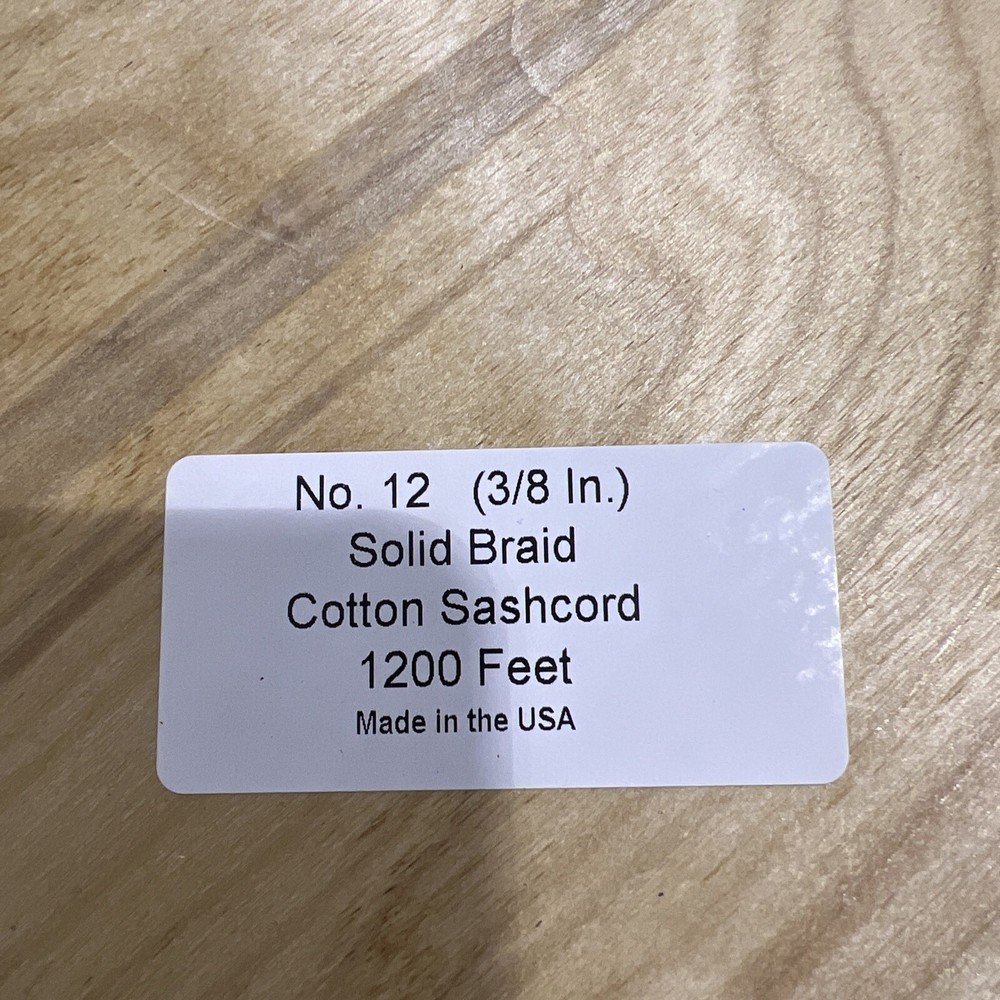 #12 (3/8") Solid Braid Cotton Sash Cord - 1200'
