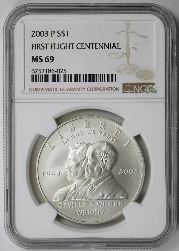 2003-P First Flight Centennial Modern Silver Commemorative $1 MS 69 NGC