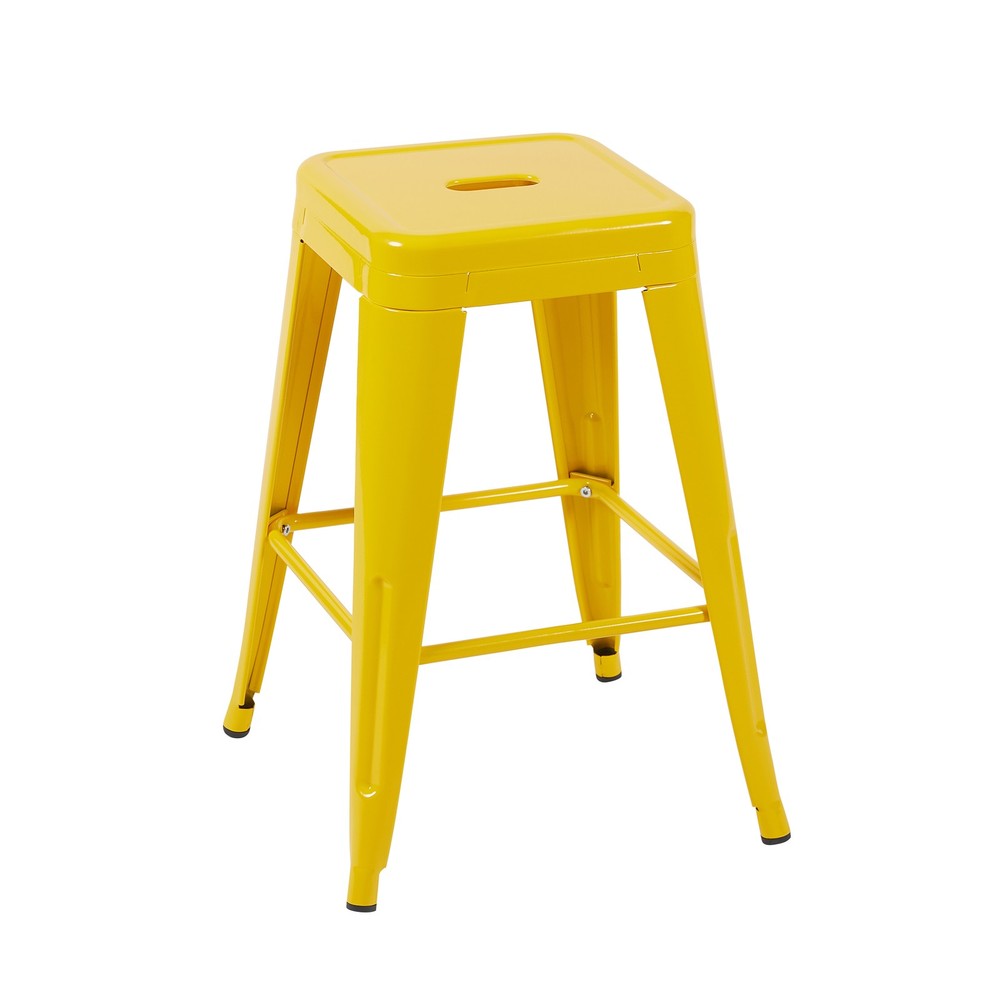 24 Inch Counter Height Stool, Backless Metal Bar Stools Set of 4, Non-Stackabl