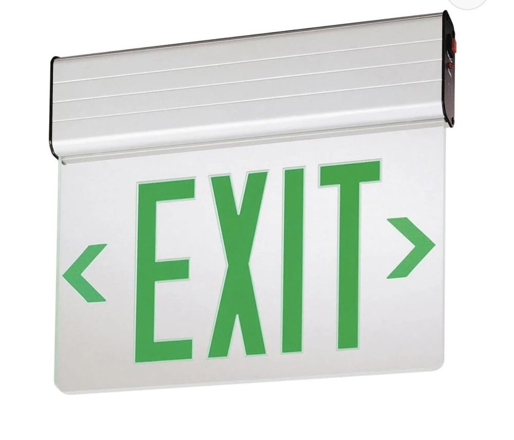 Edge Lit Green LED Exit Sign Single Face NEW