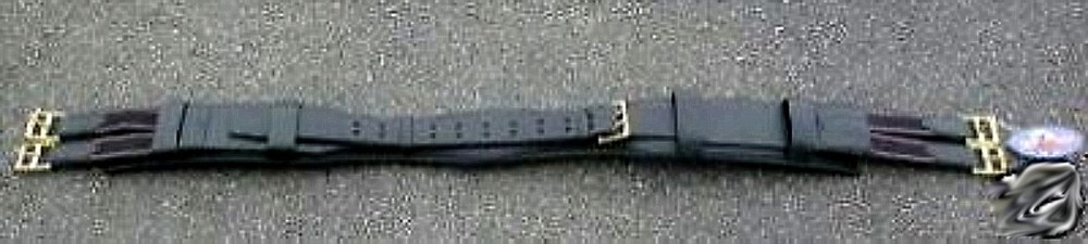 Adjustable leather Australian girth -46" to 54" BLACK brass hardware