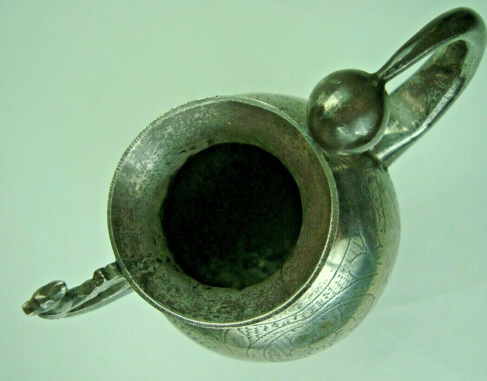 ANTIQUE SOUTH AMERICAN SOLID SILVER YERBA MATE TEA CUP WITH BIRD HANDLE