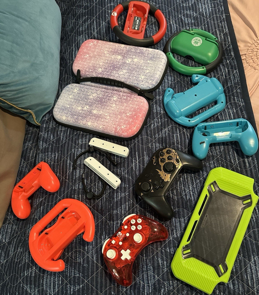 Nintendo Accessory Bundle with Controllers, Cases, Covers, Steering Wheels
