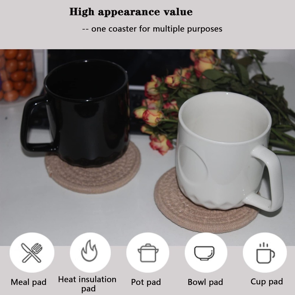 6 Pcs Coasters for Drinks,Super Absorbent Drink Coasters, Stylish Brown