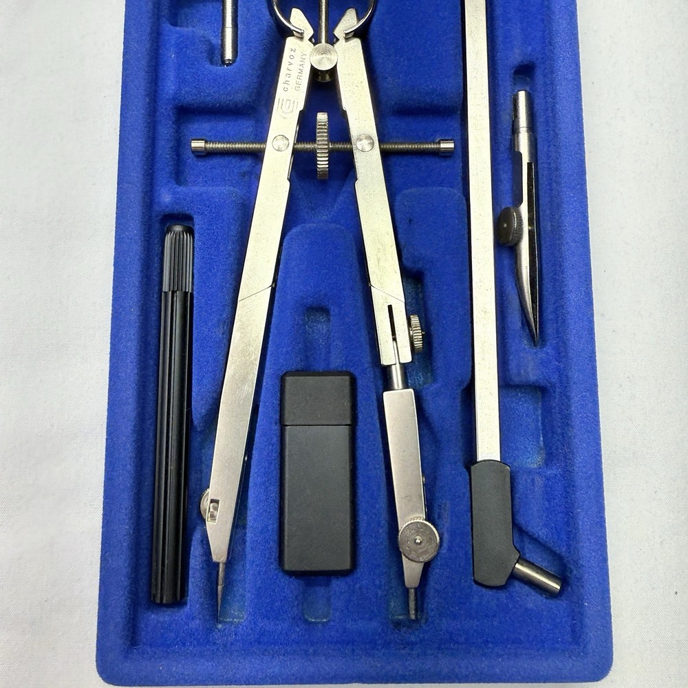 Charvoz 10-3313 Compass Drafting Instruments Set With Case Germany