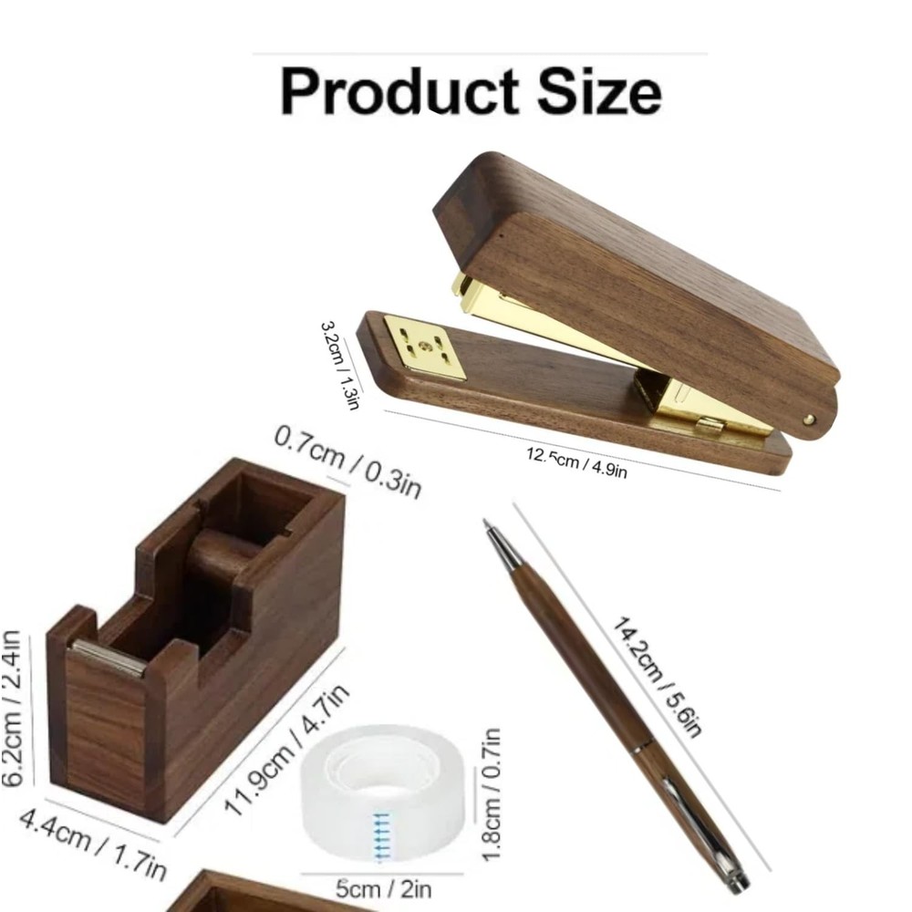Multibey Walnut Office Set, 3-Piece Desk Organizer - North American Walnut St...
