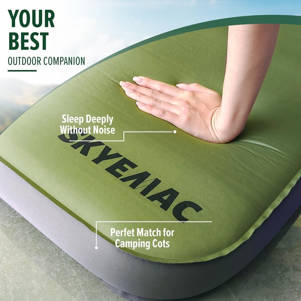 4" Thick Self Inflating Sleeping Pad with 13R Memory Foam, 78" x 29" Camping ...