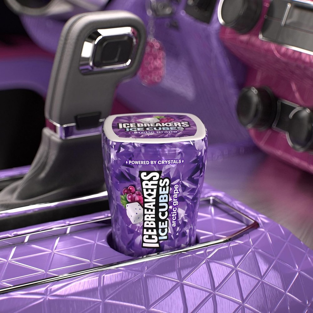 ICE CUBES Arctic Grape Gum, 40 Pieces x 6