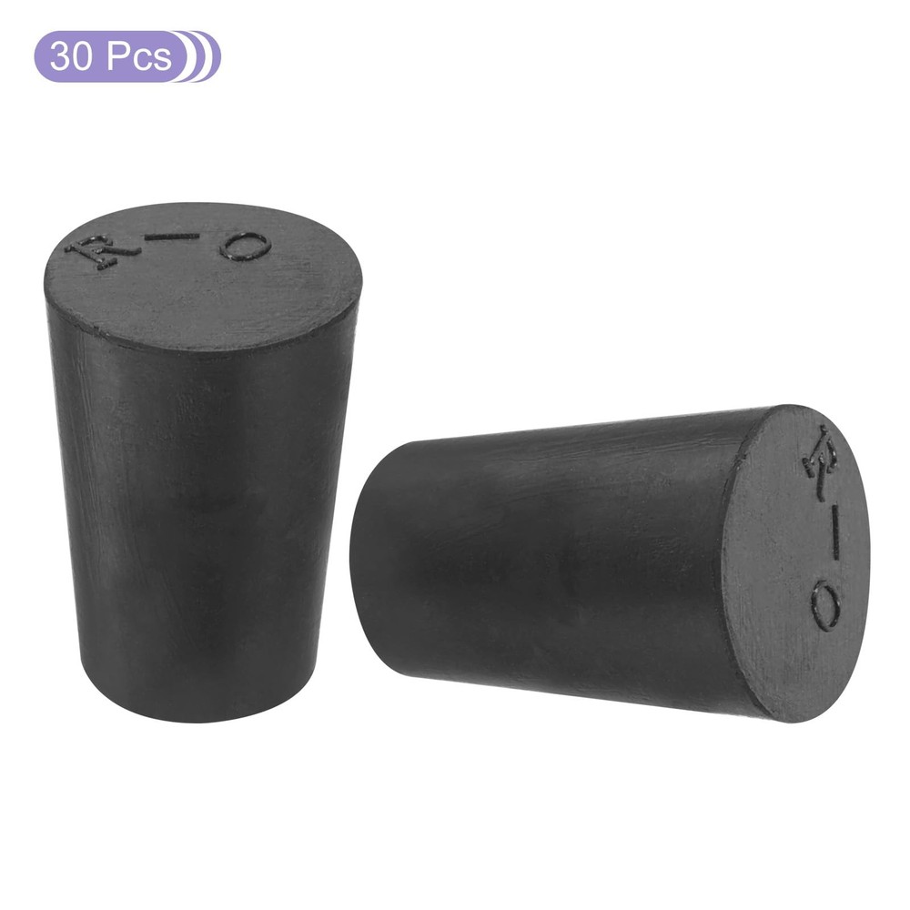 30-Pieces 13-17mm Rubber Tapered Plug Solid Test Tubes Bungs Stopper Black