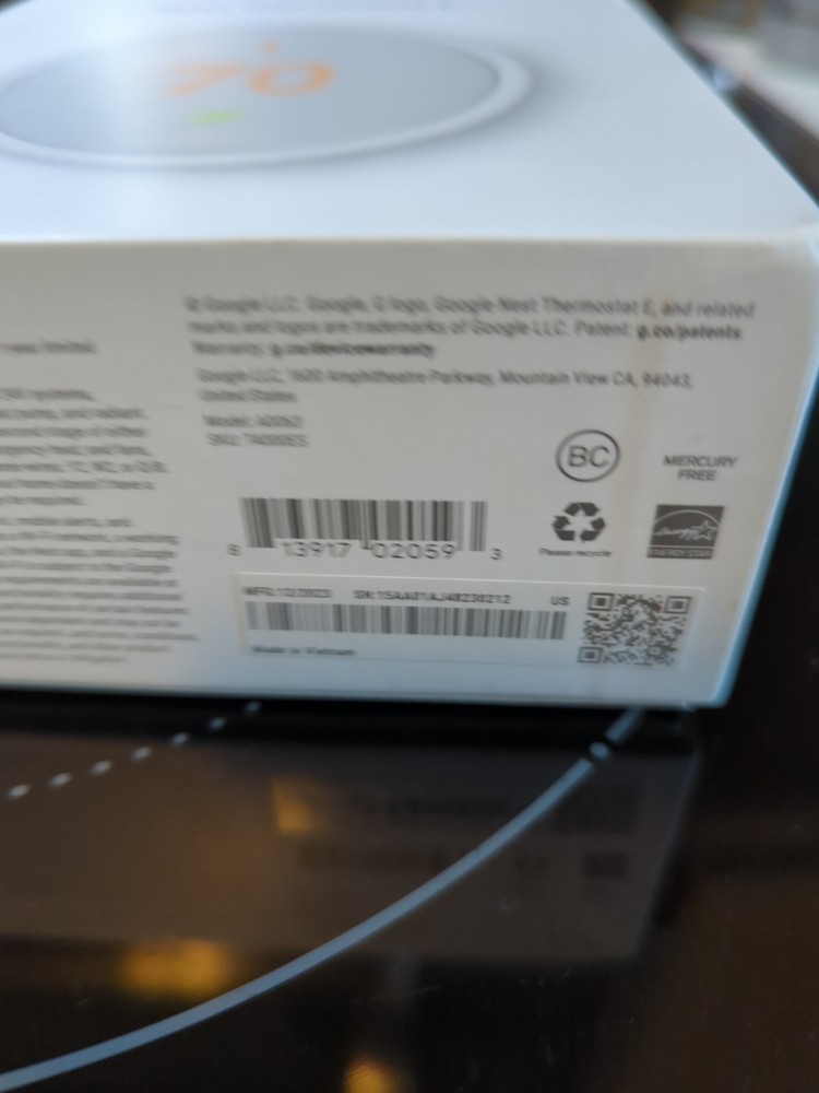 Google Nest Thermostat E Programmable White