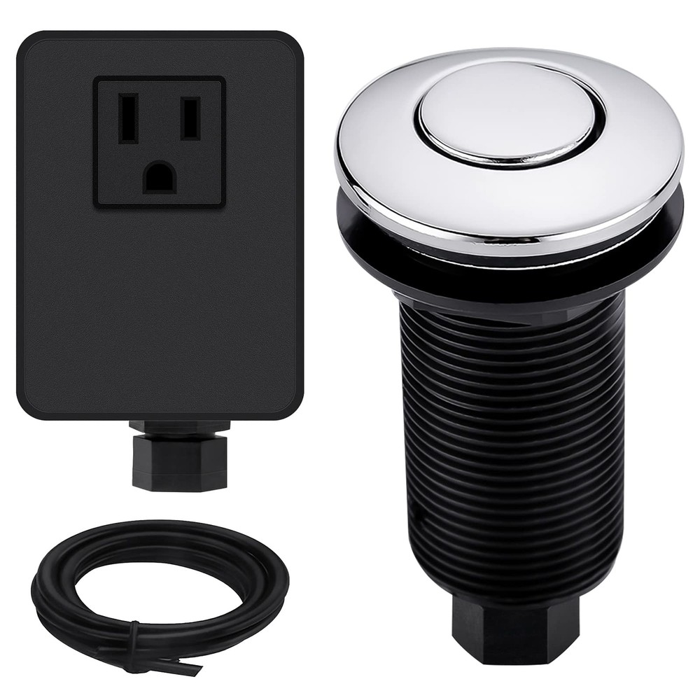 Garbage Disposal Switch Kit with Long Button, Chrome (Brass Cover)