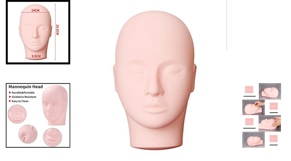 Pro Training Mannequin Head for Makeup & Eyelash Extensions - Soft Silicone