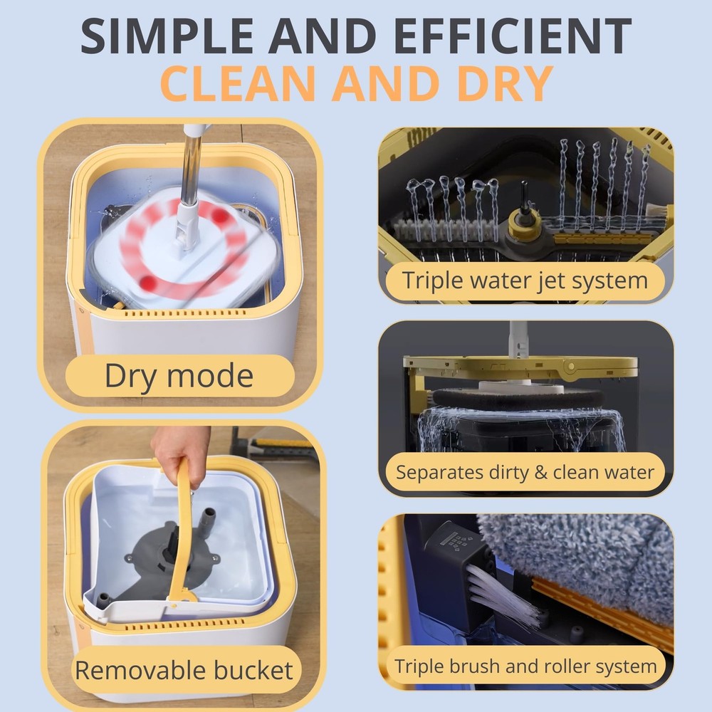 ® TrueClean Spin Mop 2.0 w/Detachable Inner Bucket, Self Standing, Separates ...