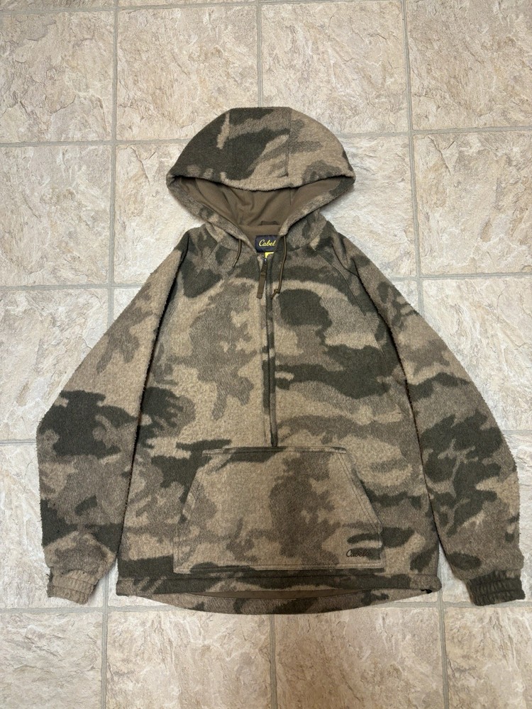 Cabelas Wooltimate Windshear Wool Camo Jacket 1/2 Zip Men’s Medium