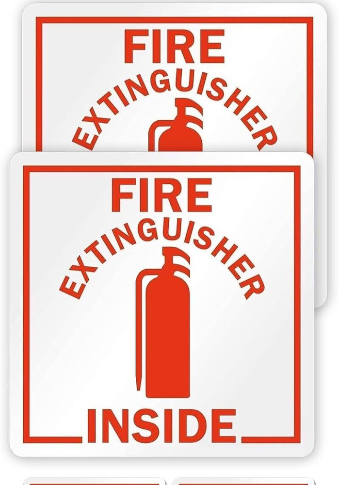 2-2.75"x2.75" FIRE EXTINGUISHER INSIDE Reflective Label UV resistant, waterproof
