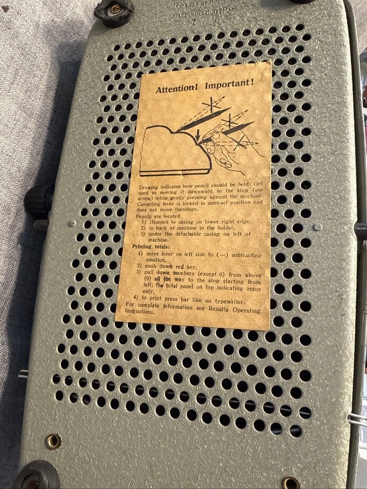 Resulta P7 Mechanical Adding Machine 1950’s As Is Read Desc