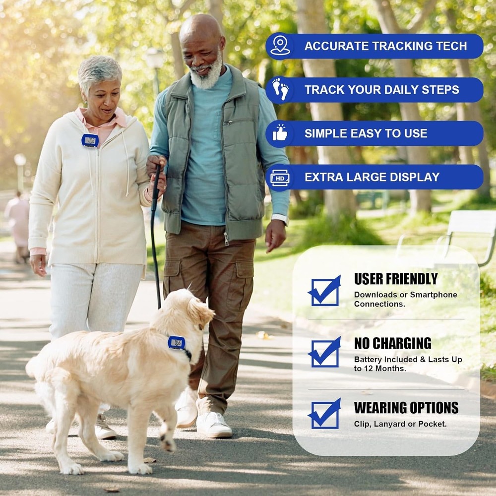 User-Friendly Pedometer for Steps, Distance & Calories - 32 Count Blue Set