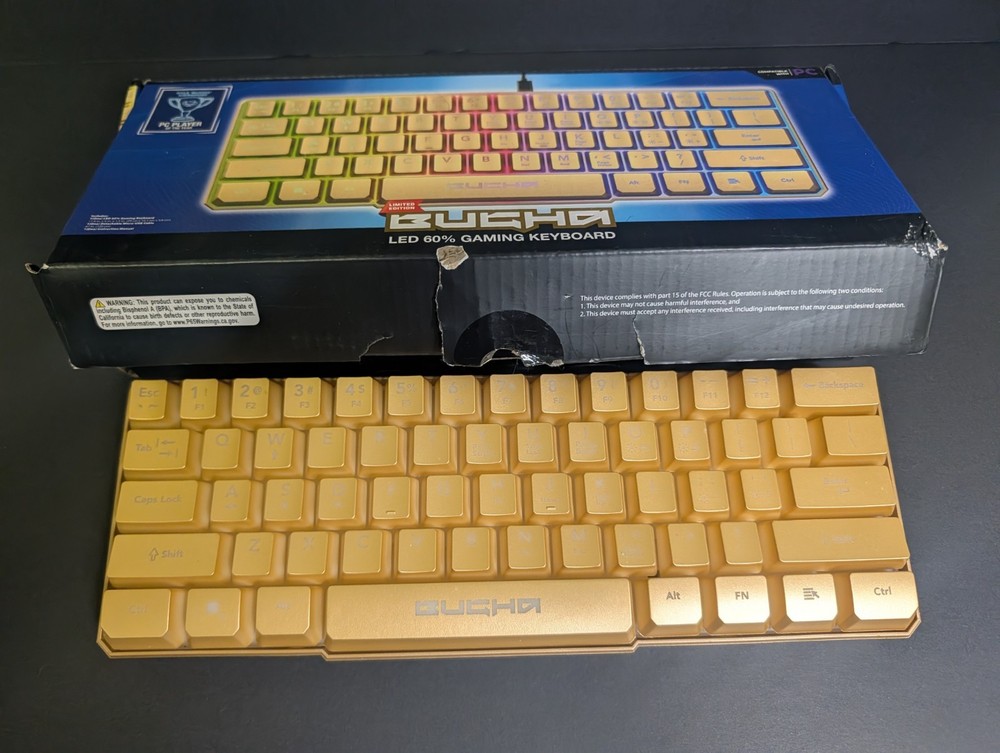 Bugha LED 60% Gaming Keyboard Gold Wired USB for PC