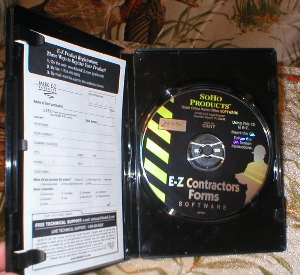 CONTRACTORS FORMS MADE E-Z CD-ROM SOFTWARE WINDOWS VINTAGE 1999 SOLD AS IS