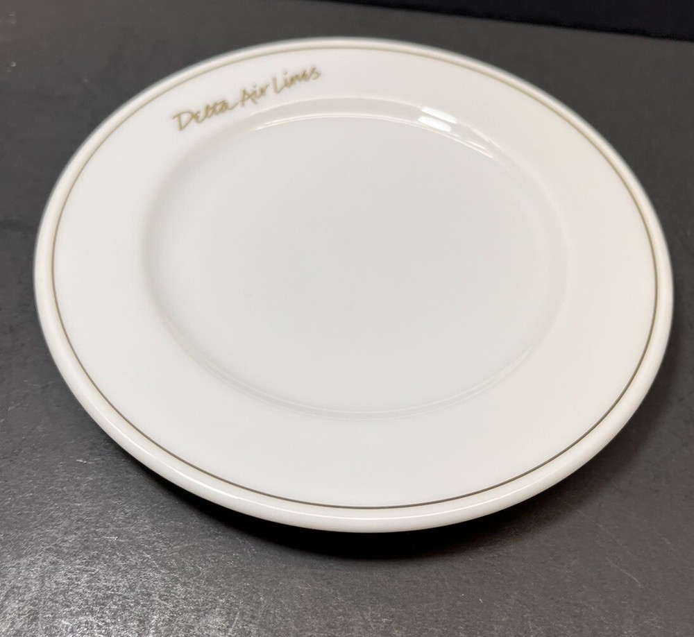 Delta Air Lines In Flight Dinnerware Gold Script & Trim Abco 5 1/4" Bread Plate