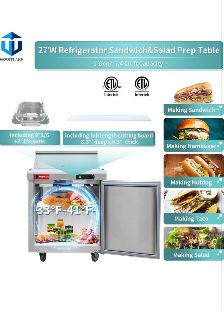 Westlake 27” Refrigerator & salad Prep Table