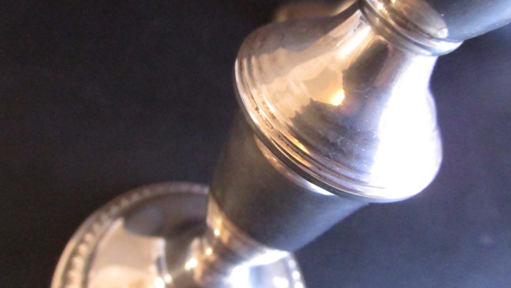 2--6 1/4 Inch Empire Sterling Silver Candlesticks Pattern 620 + Gadrooning
