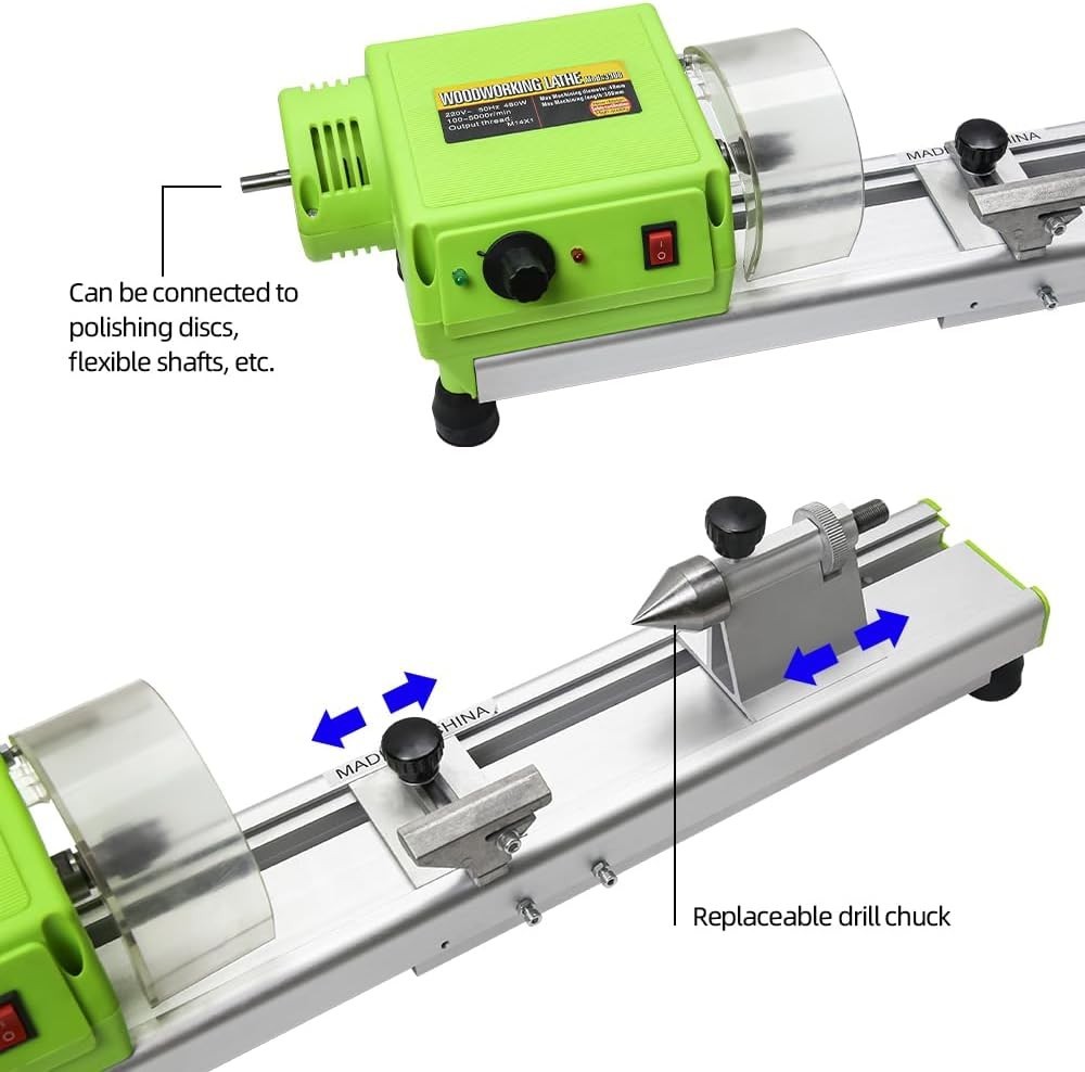 Compact Mini Wood Lathe with Variable Speed Control - Perfect for DIY Crafts