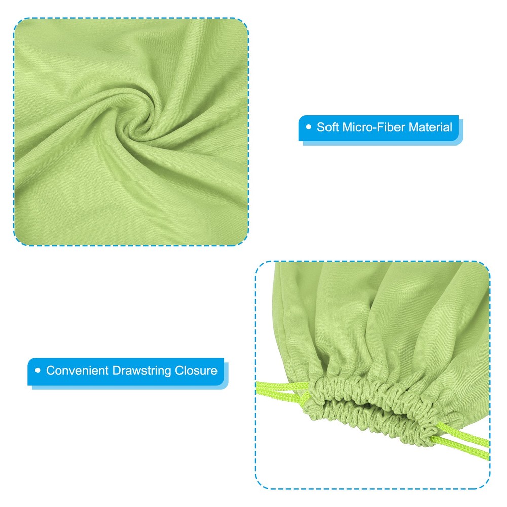 Ski Goggle Bag, 8 Pcs Soft Microfiber Drawstring Pouch, 15cmx15cm, Green