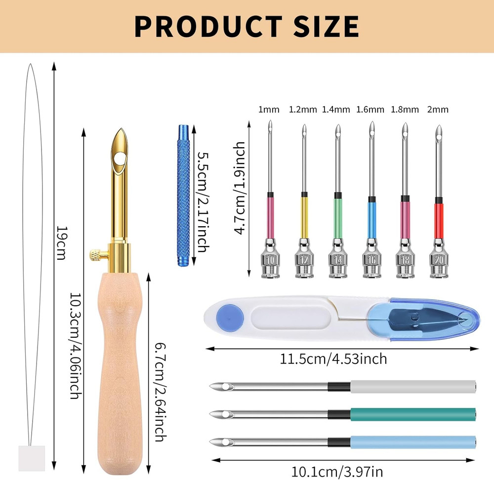 14 Pcs Punch Needle Kit with Storage Box, Adjustable Punch Needle Tool Includes