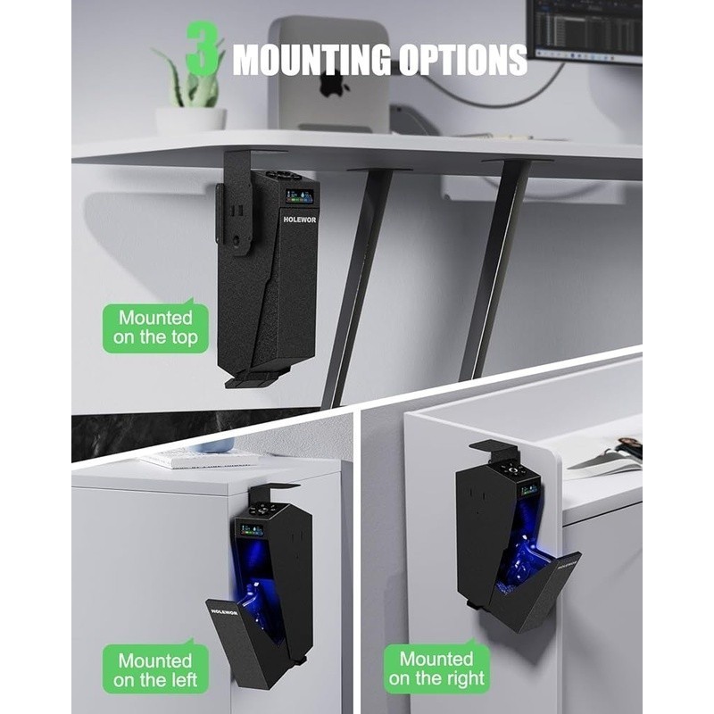 Handgun Safe W/ Fingerprint Sensor LED Light Emergency USB Security Lock Box