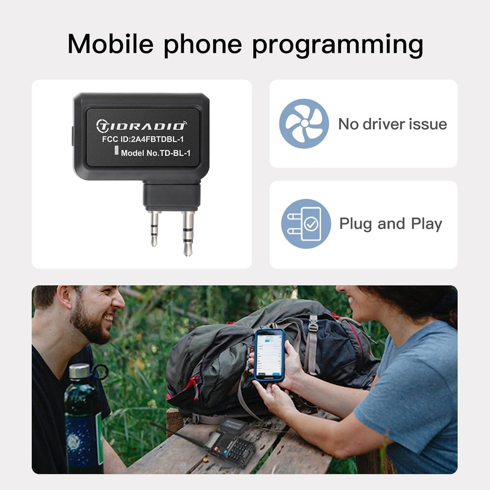 Bluetooth Enabled Programmer Adapter for Baofeng Radios - 12 Channels Support