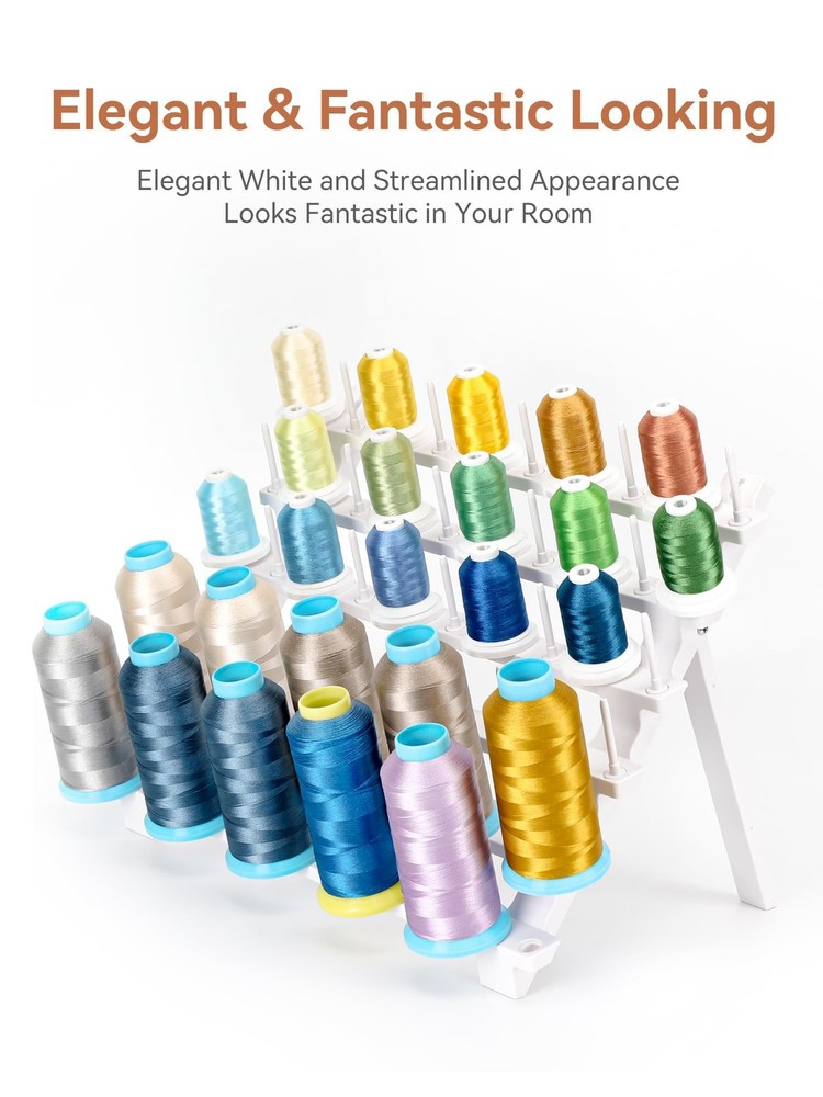 Sew Tech Thread Rack, Bright White Plastic Thread Holder with 60 Pegs and Ext...
