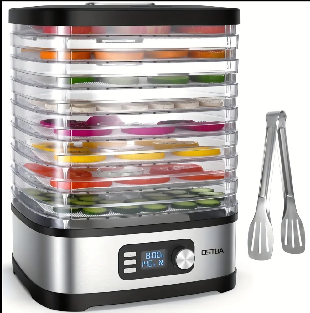 8-Tray Food Dehydrator, 72H Timer & Temp Control , Includes 8 Mesh Sheet