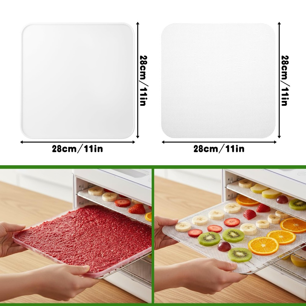 4 PCS Dehydrator Trays, 4 PCS Mesh Silicone Dehydrator Sheets Reusable Dehydr...