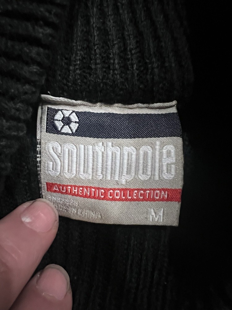 Southpole Pullover Sweater Men’s Med. Black Spell Out Mock Neck Long Sleeve