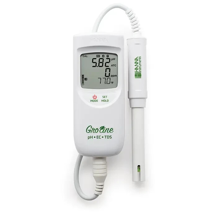 GroLine Hydroponic Waterproof pH/EC/TDS/Temperature Portable Meter