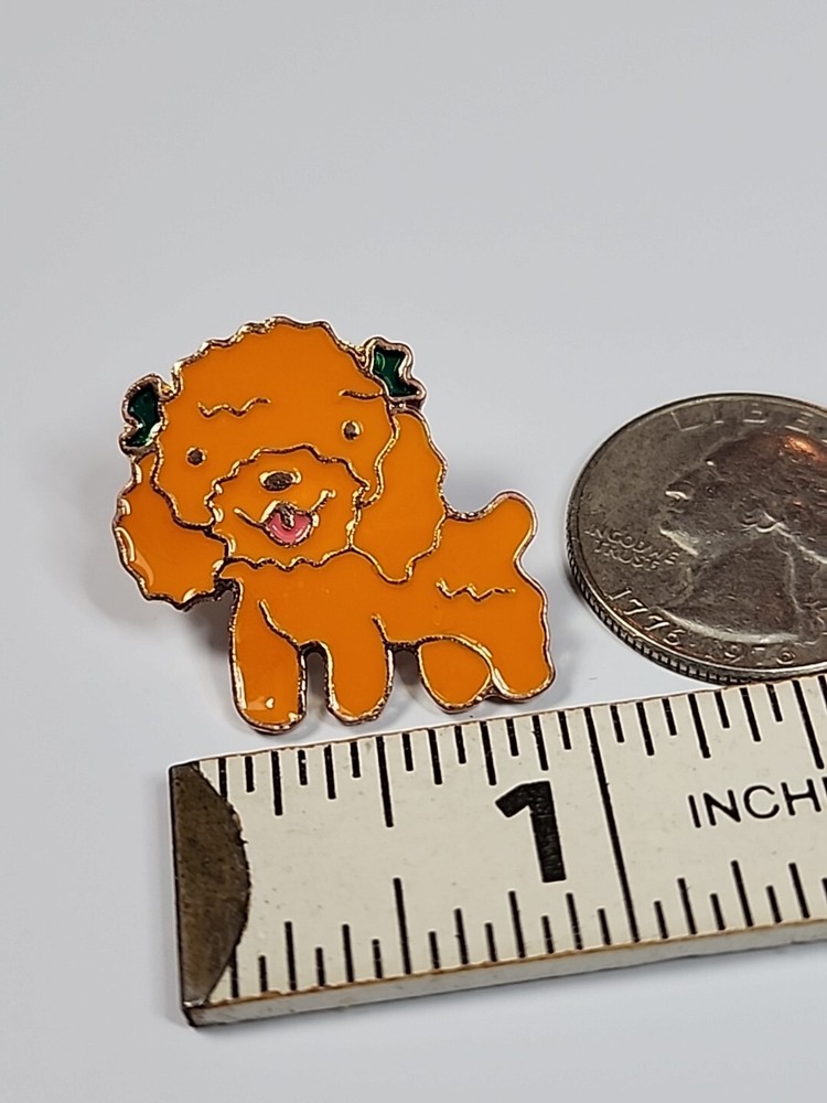 Orange Poodle Dog Lapel Pin