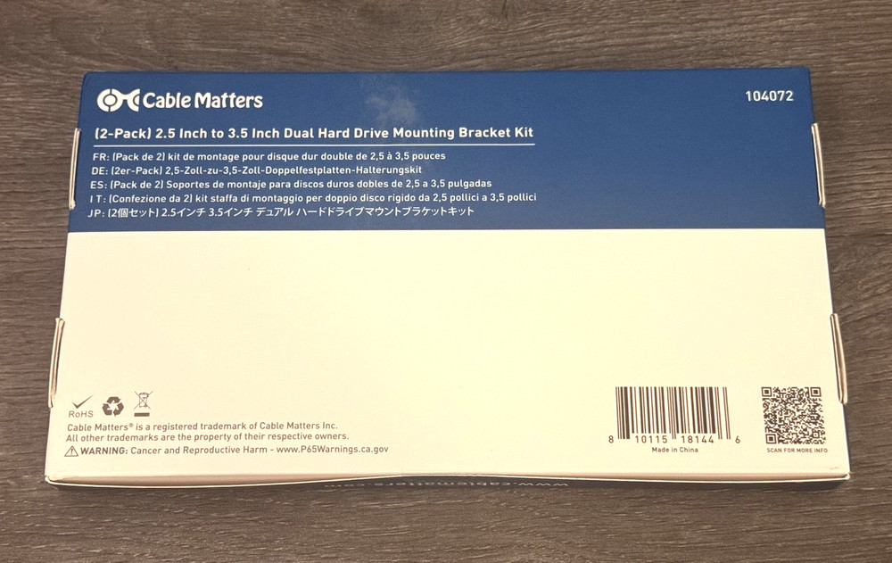 Cable Matters 2.5" to 3.5" Dual Hard Drive/SSD Mounting Bracket Kit - 2 Pack