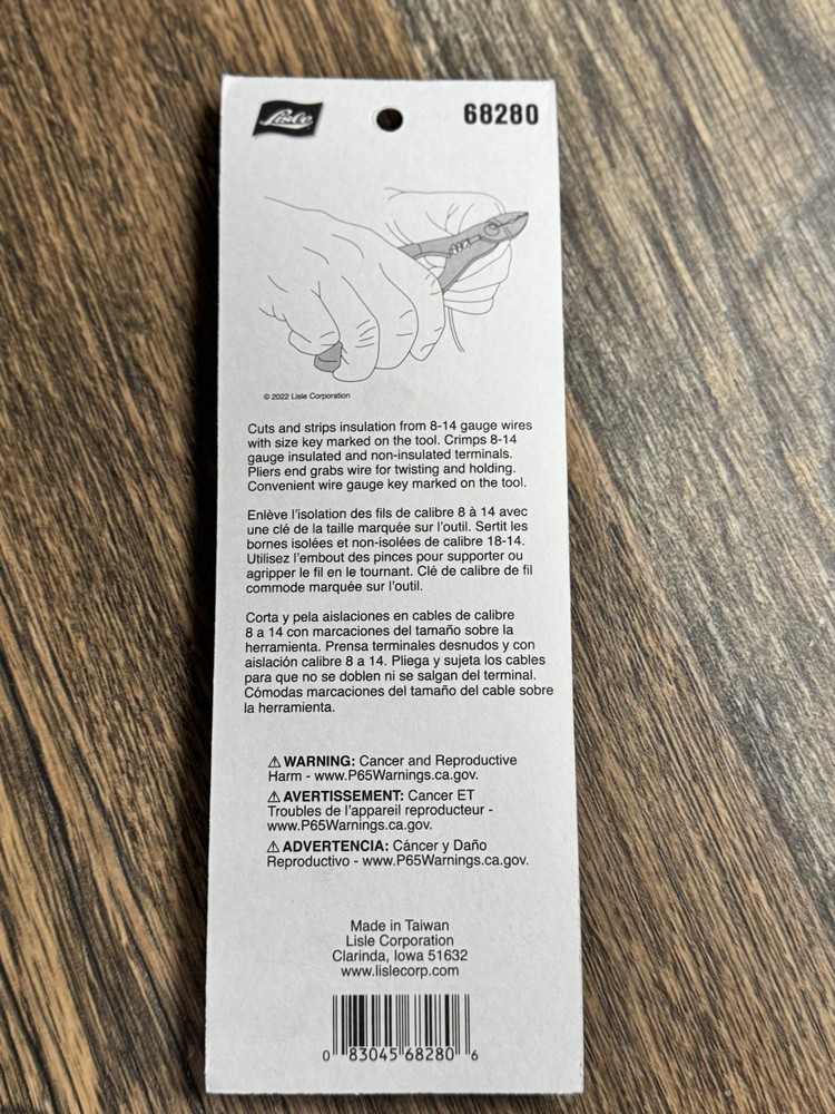 Lisle Tools 68280 Compact Multi-Function Wire Stripper 8-14 Gauge Pliers