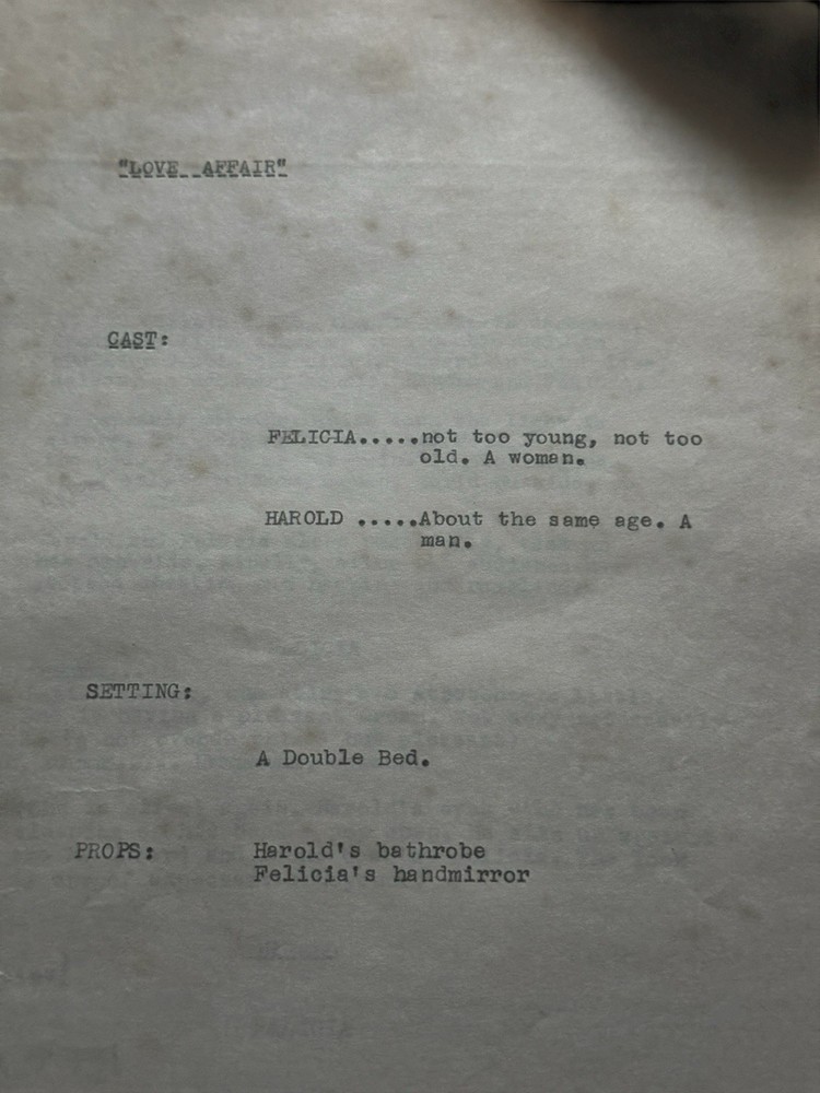 Sheldon Stark Love Affair #1–3 Original Typed Miniplay Script Notes green hornet