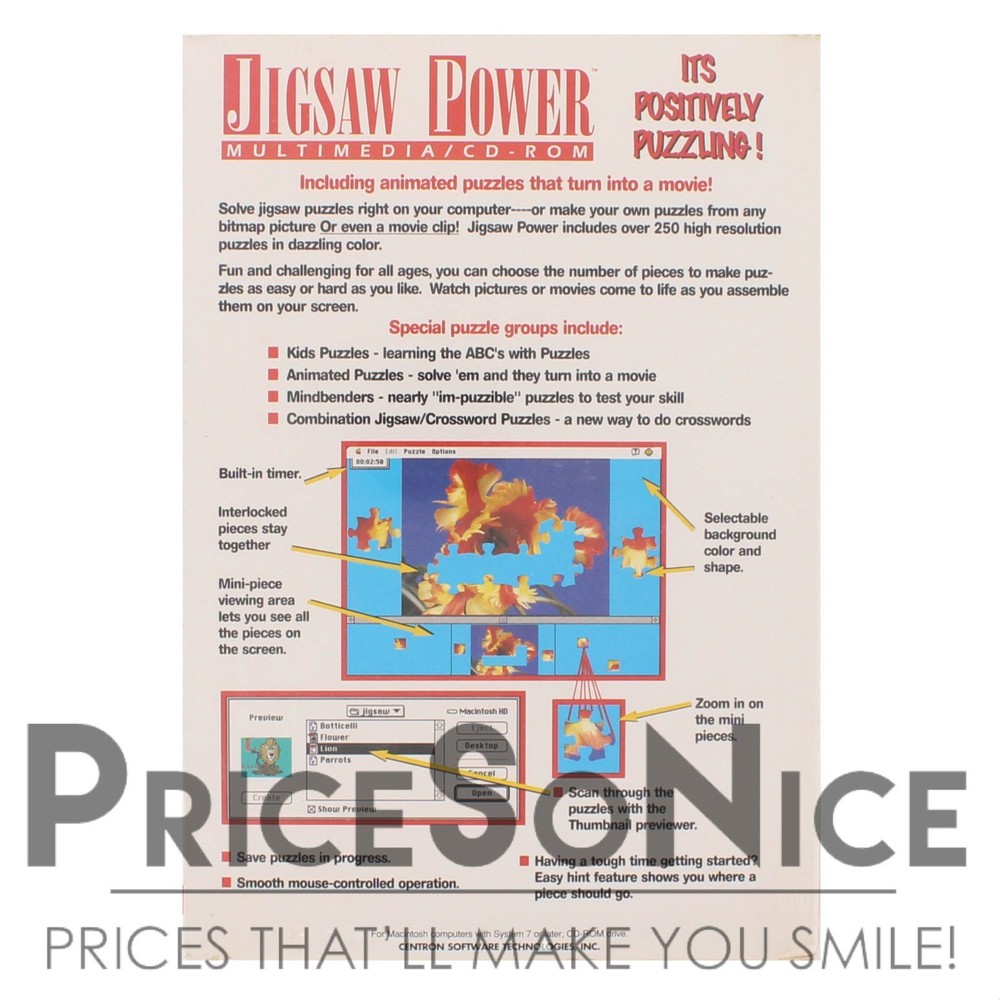 Jigsaw Power Puzzle Multimedia/CD Rom (Mac, New)