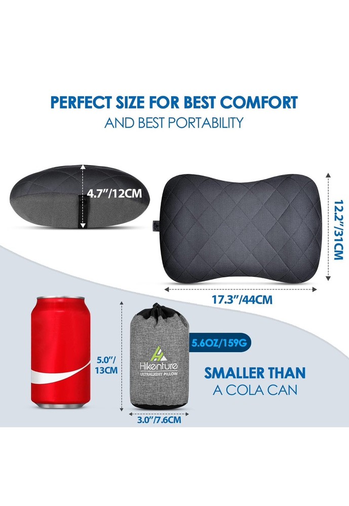 Camping Pillow w/ Removable Cover, Inflatable, Backpacking Pillows, Washable
