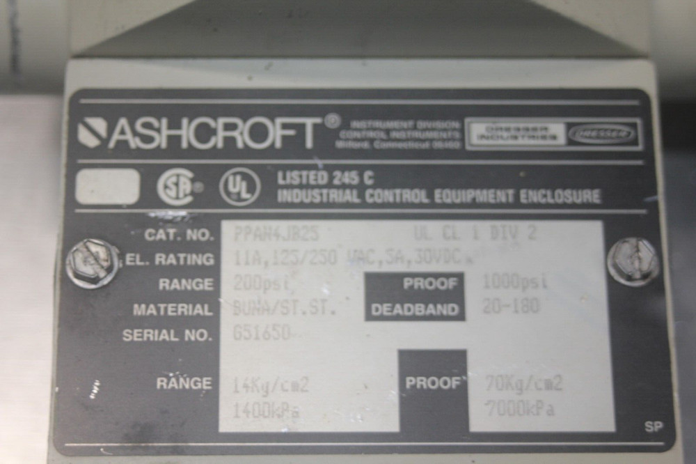 Ashcroft Pressure Switch PPAN4JB25