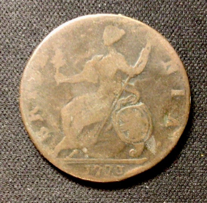 1773 Britannia Half Penny Copper! ENN Coins