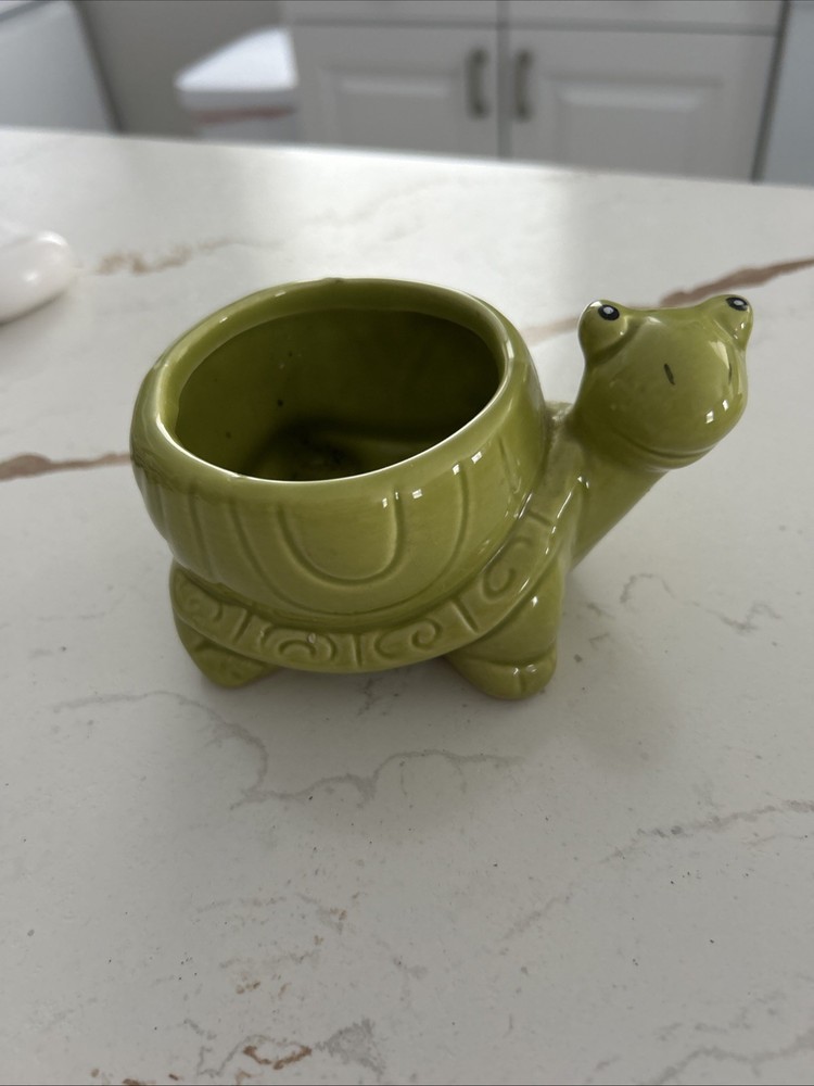 TILLIE THE TURTLE Ceramic Planter Pot for Succulents or Small Plants 5"Wx2.5"H