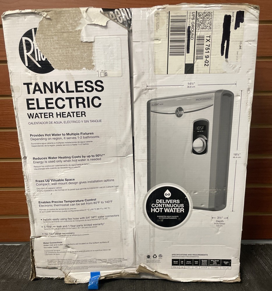 Rheem RTEX-18 Tankless Electric Water Heater 18KW