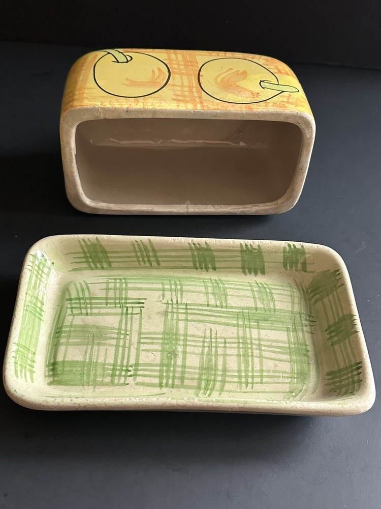 Hand Painted Pottery Covered Butter Dish Multicolor Flower Ceramic Spring Decor