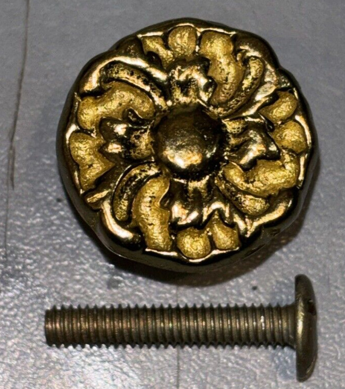 Brushed Brass Cabinet Door Handle Pull. Flower