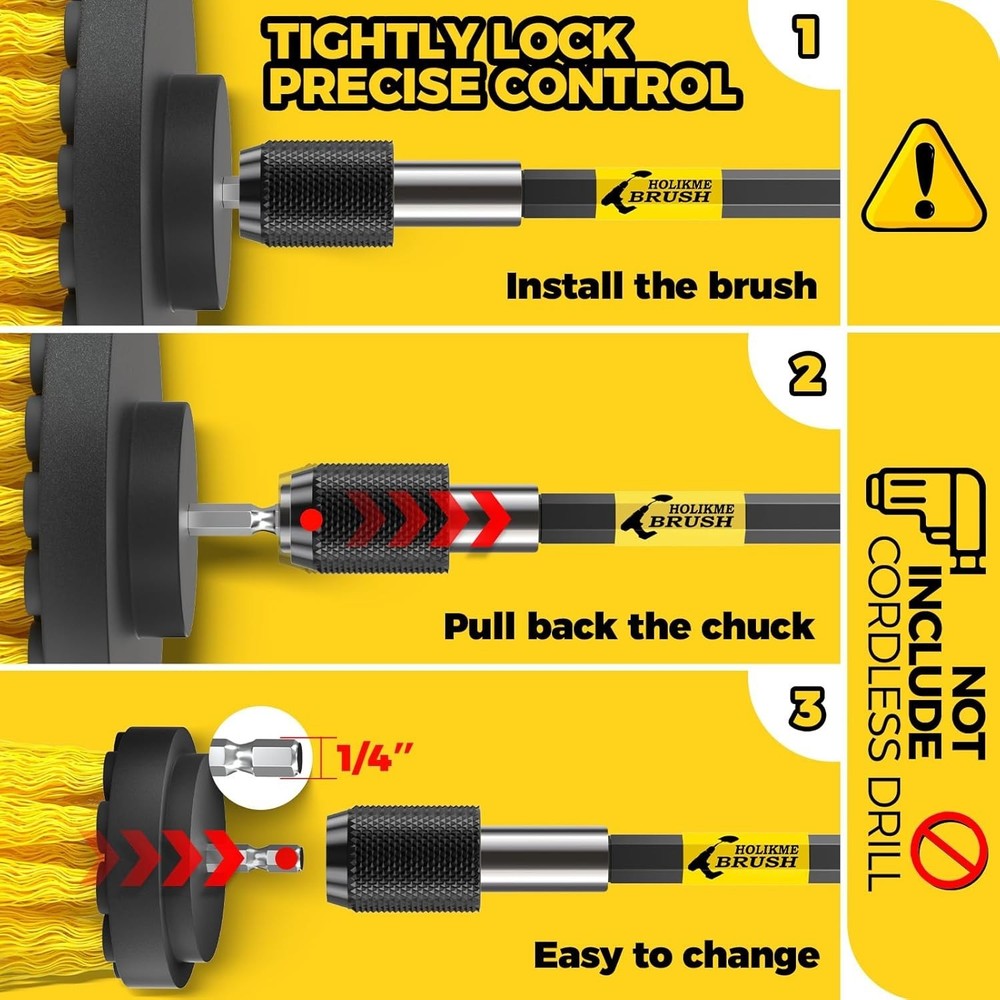 6Pack Drill Brush Power Scrubber Cleaning Brush Extended Long Attachment Set